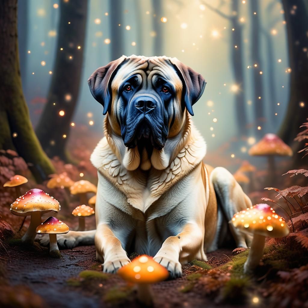 English Mastiff in Enchanted Forest Glade