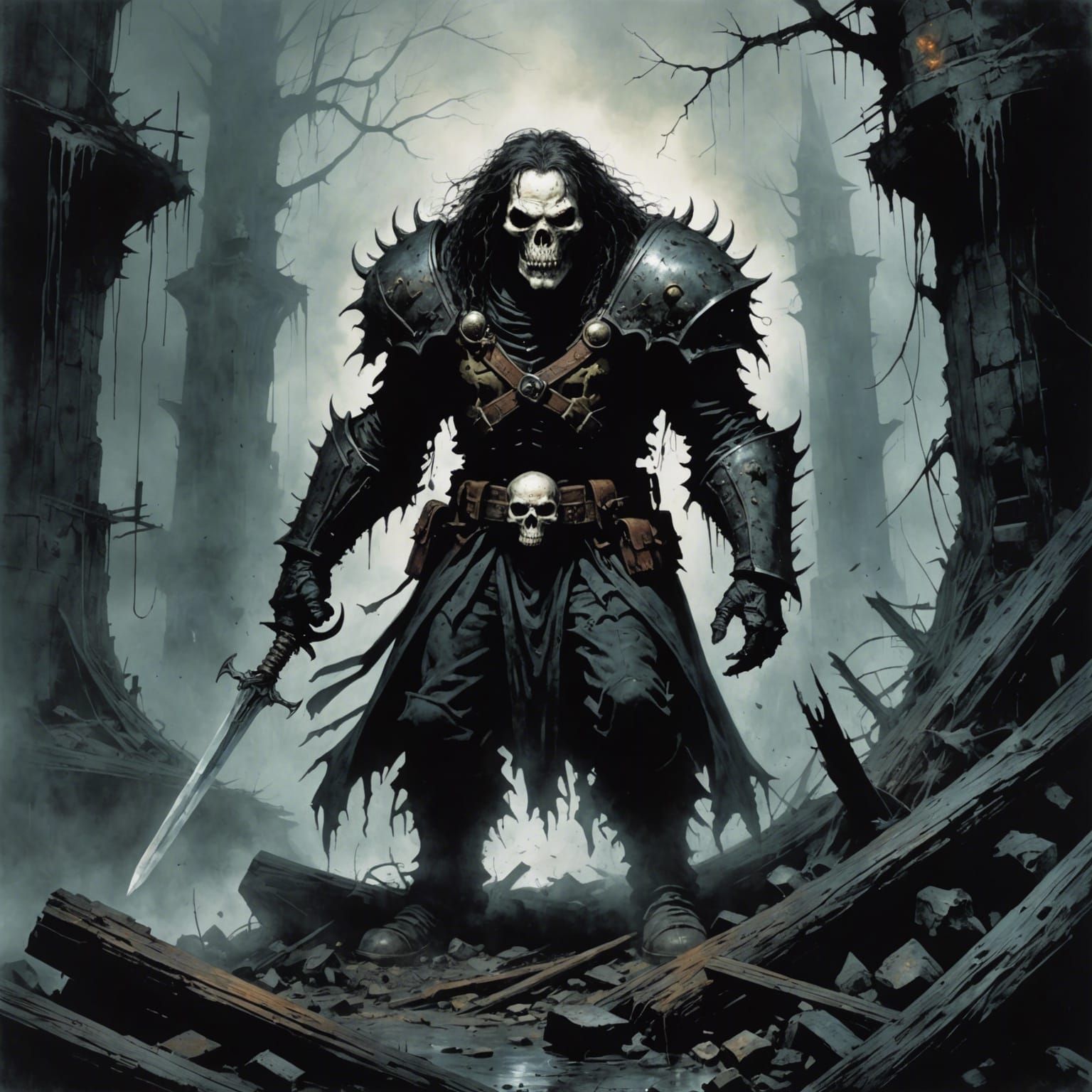 Dark Fantasy Landscape in Muted Earth Tones