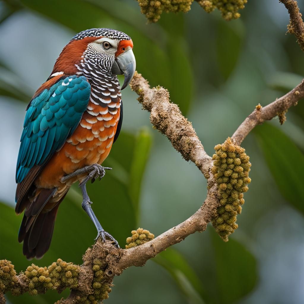 Rainbow Macaw Myna in Vibrant Tropical Habitat