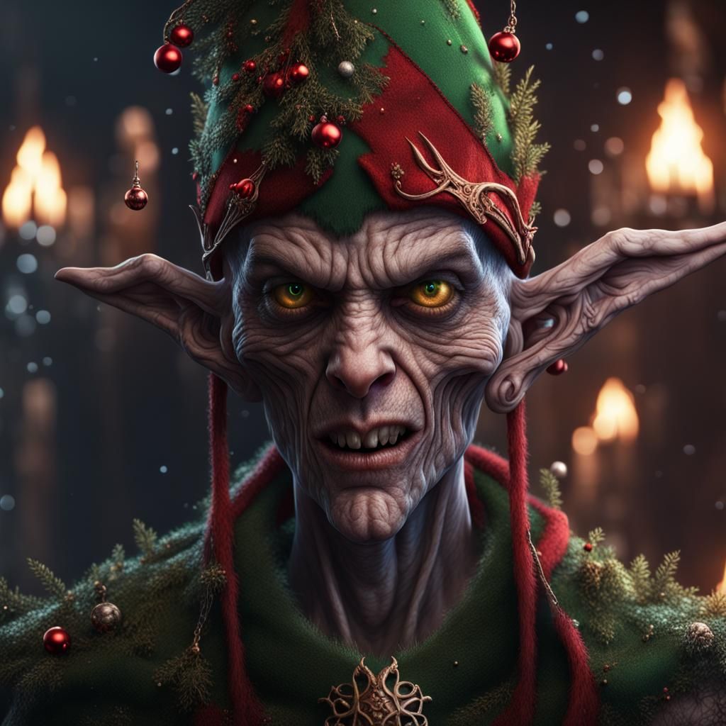 Eldritch Christmas Elf in Dark Fantasy