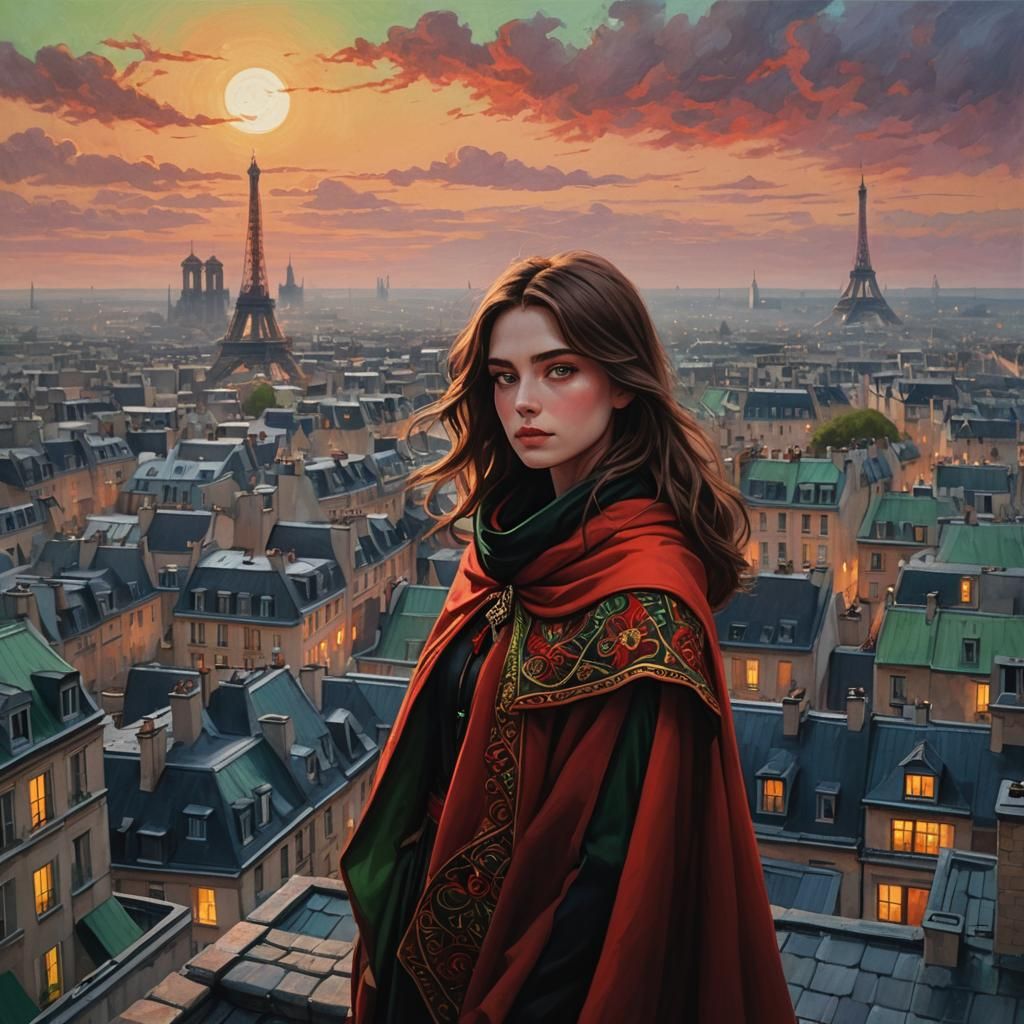Fantastical Parisian Goddess at Dusk
