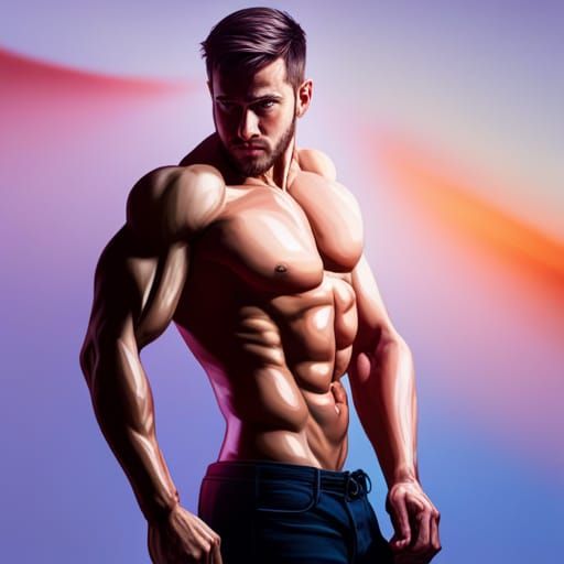 Muscular Bodybuilder Celebrates Pride