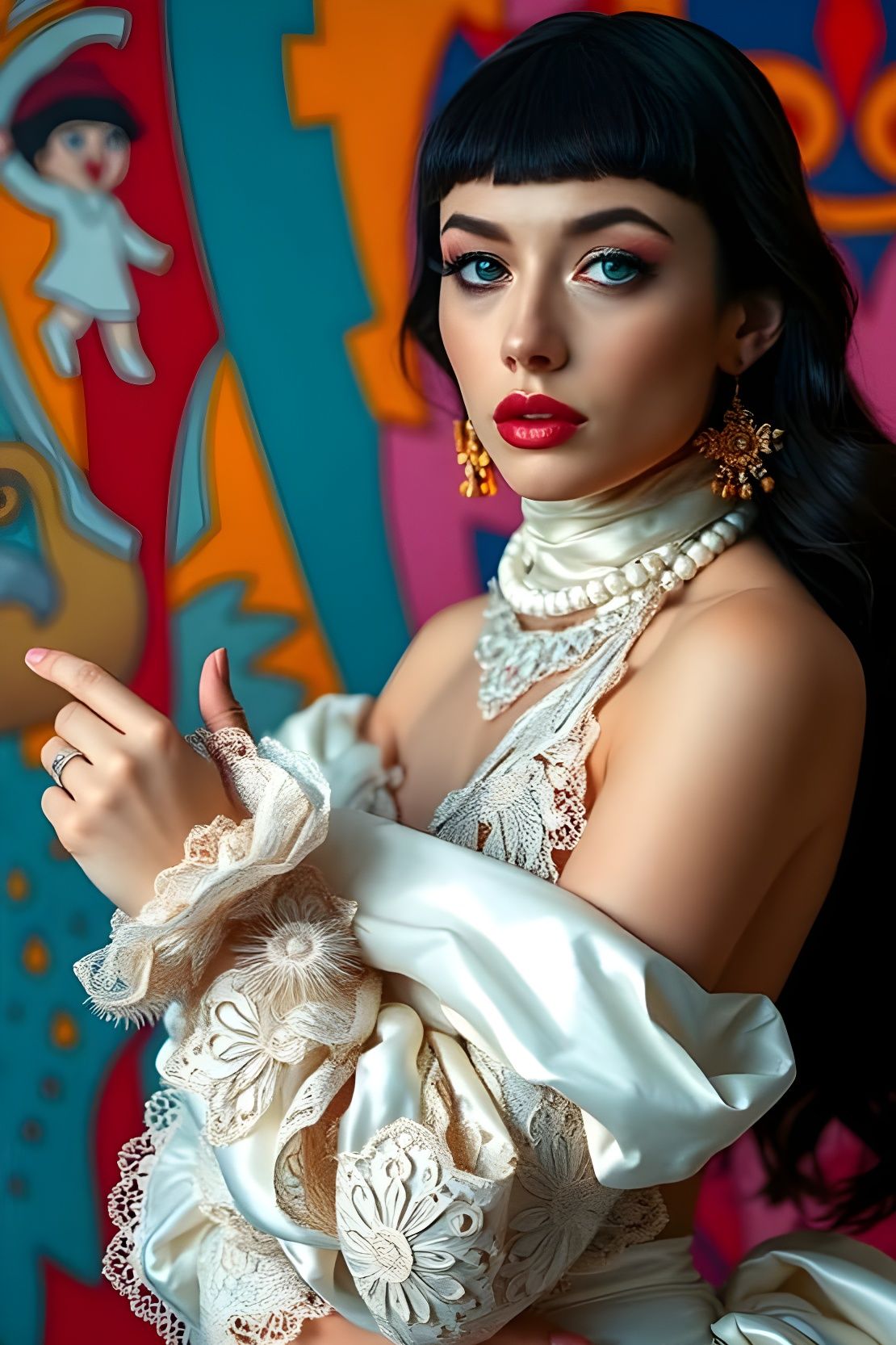 Elegant Supermodel in Grimes-Inspired Masterpiece of Fashion