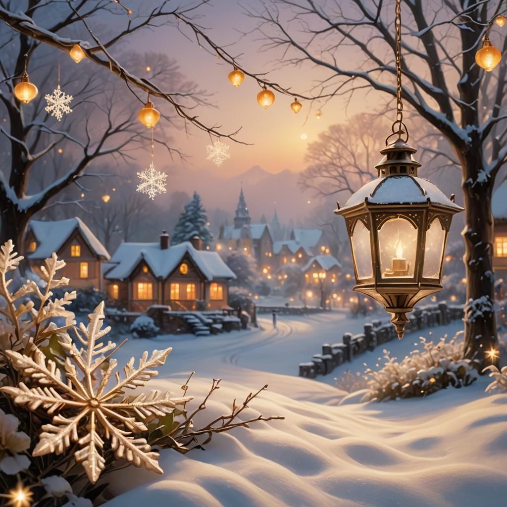 Whimsical Winter Wonderland in Ethereal Fantasy Art