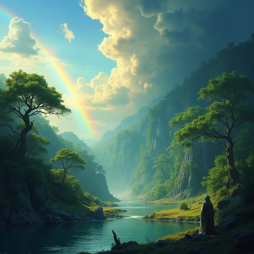 Contrasting Realms: Vibrant Light and Dark Despair in a Fant...