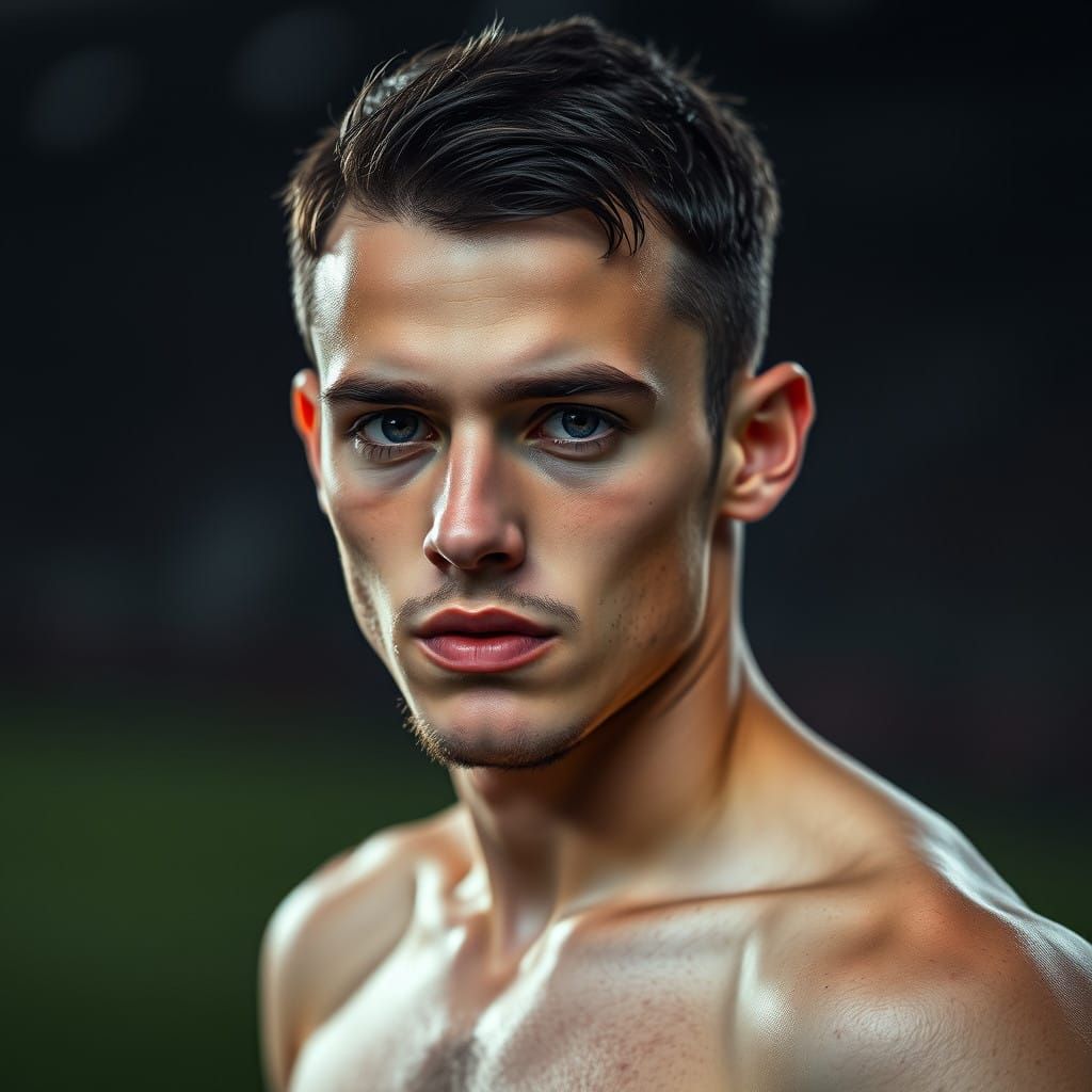 Stunning Hyperrealistic Male Soccer Player Portrait