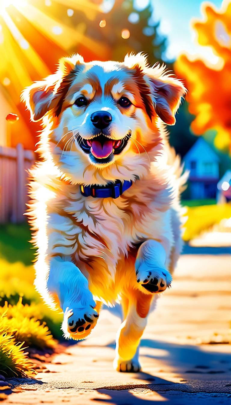 Delightful Dog in Vibrant Watercolor Wonderland