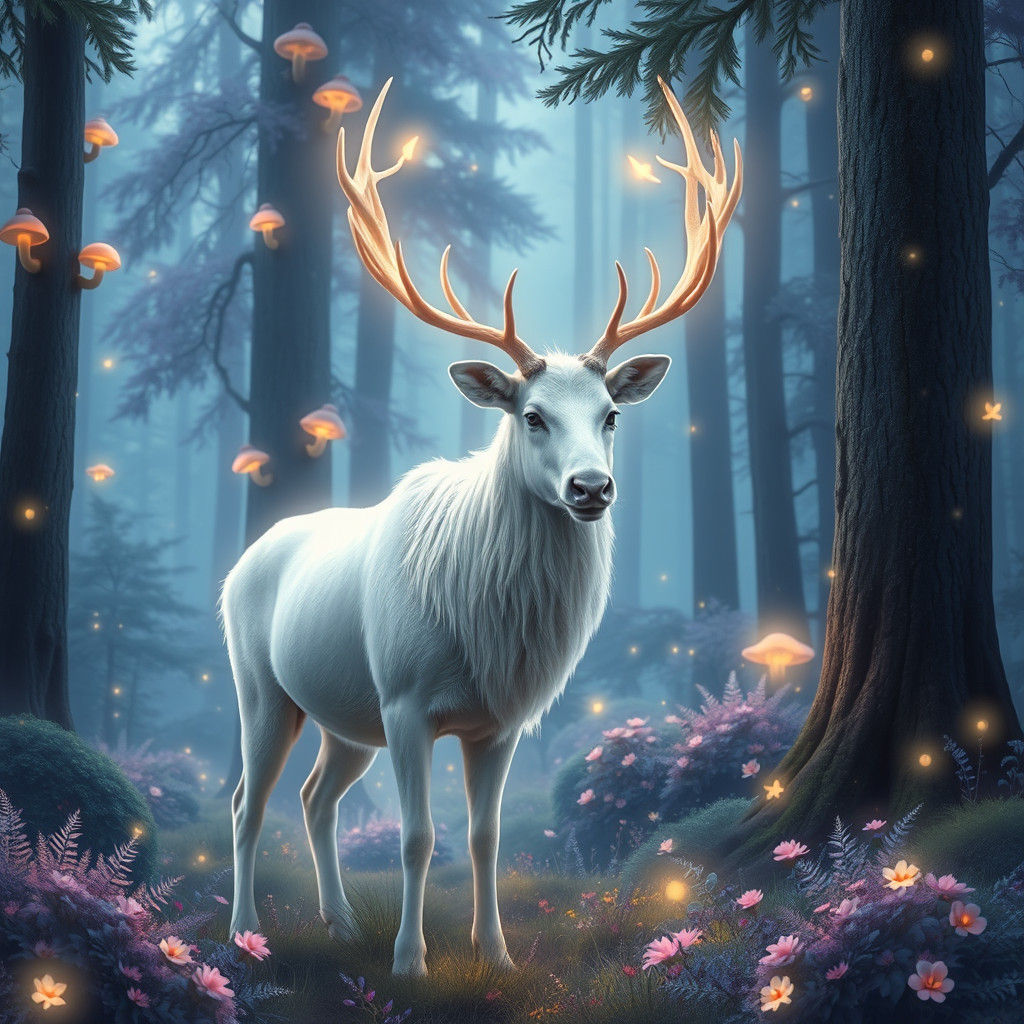 Majestic Reindeer in Whimsical Forest Glade