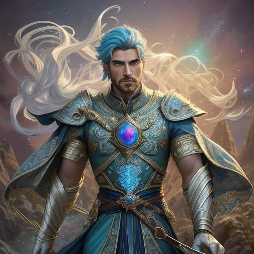 Heroic Gemstone Wielder in Vibrant Twilight Realm