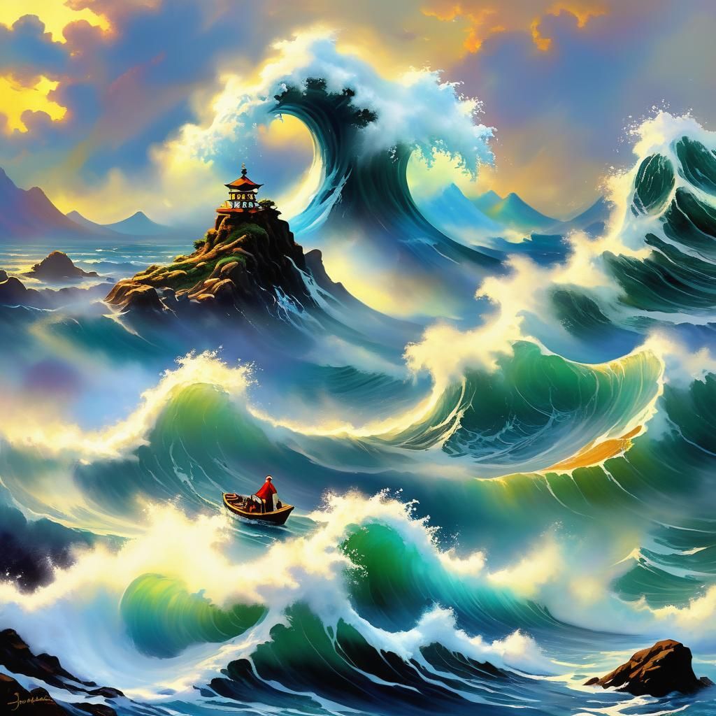 Ethereal Goddess Emerging from a Great Wave