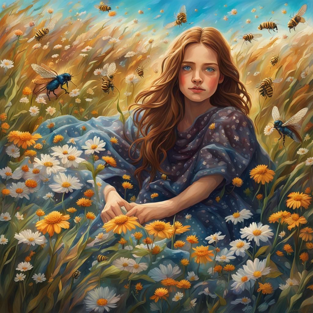 Young Woman in Vibrant Spring Scene