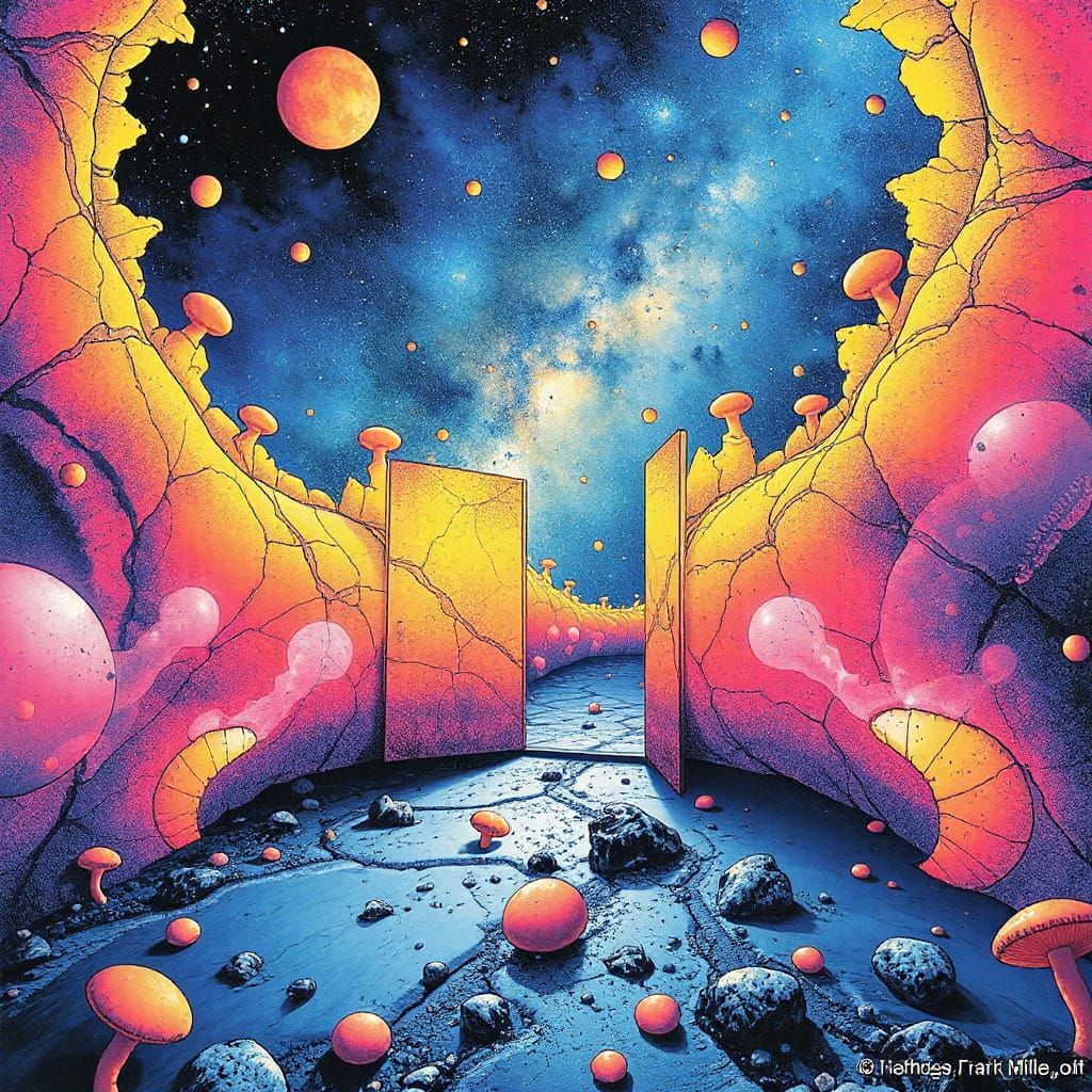 Psychedelic Galaxy Gateway Inspired by Pop Art