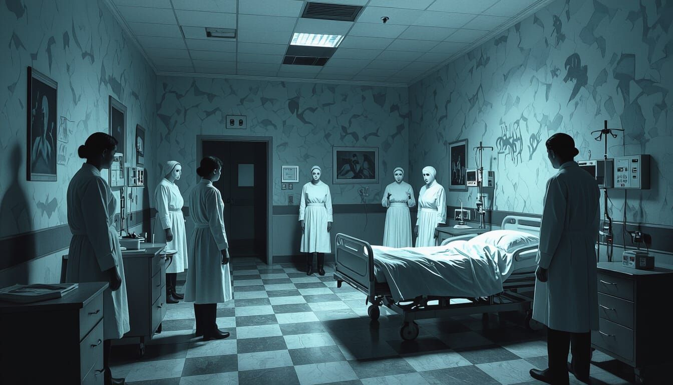 Terrified Staff in Gothic Psychiatric Hospital