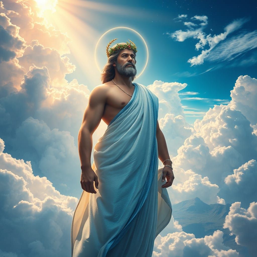 Majestic Aether Greek God of the Upper Sky in Ethereal Splen...