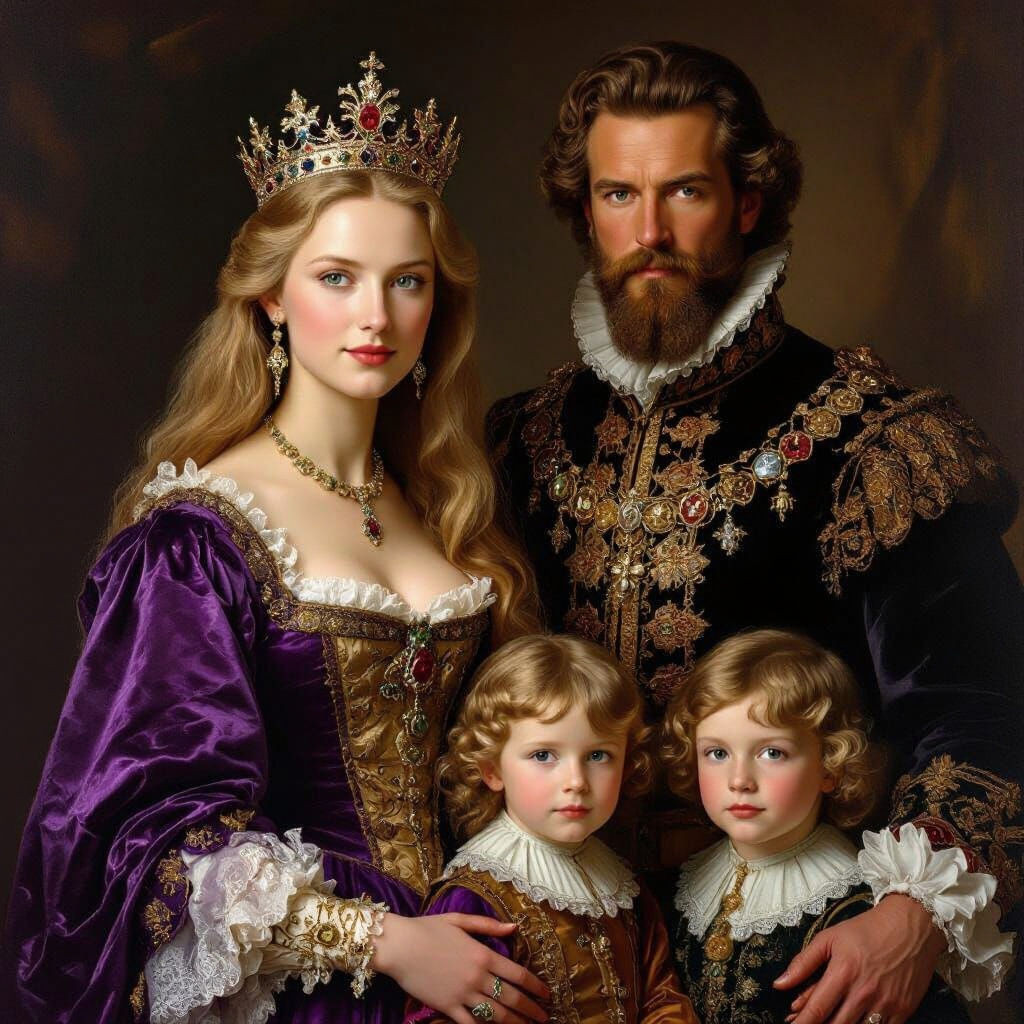 Baroque Portrait of a Royal King and Queen