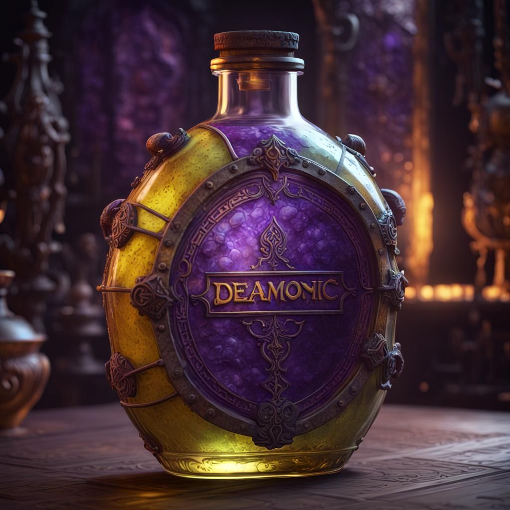 Ethereal Ancient Poison Bottle in Dark Fantasy Style
