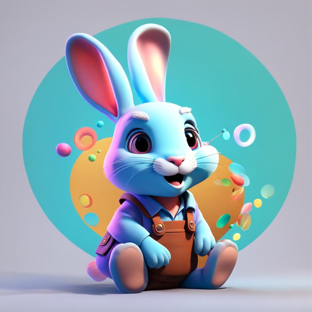 Vibrant Rabbit Concept Art in 3D Digital Style