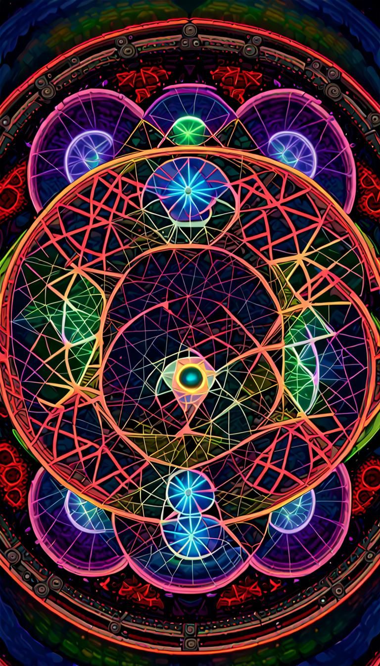 Neon Quantum Mandala in 3D Fractal Art