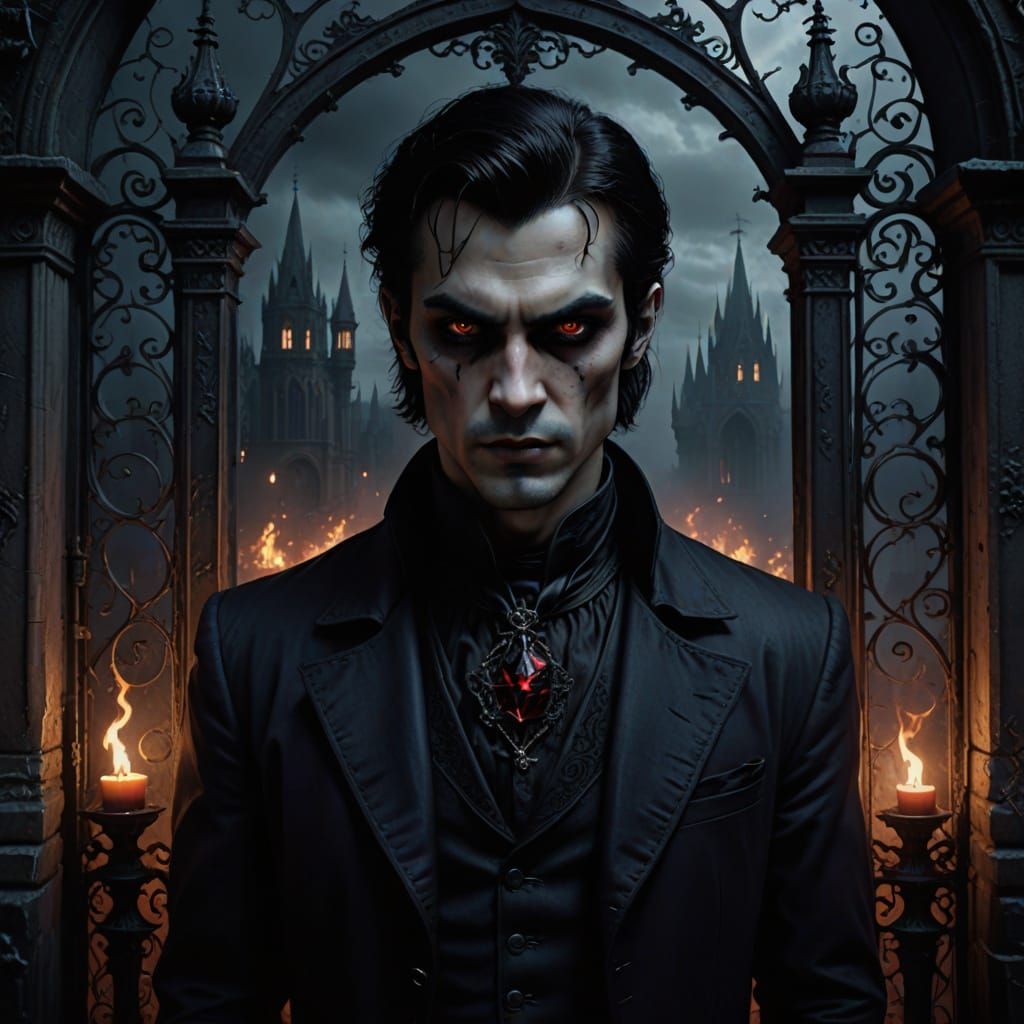 Elegant Gothic Suave Vampiric Male Portrait