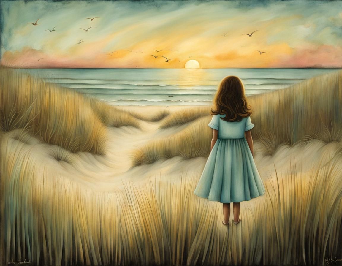 Whimsical Sunrise over the Beach in Soft Pastel Colors