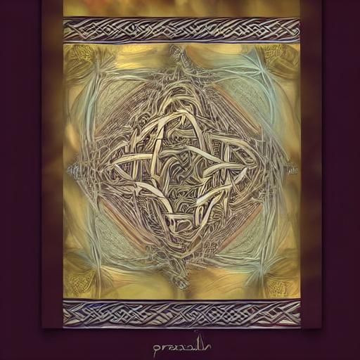 Dreamlike Celtic Knot Interlaced in Fractal Misty Spectrum