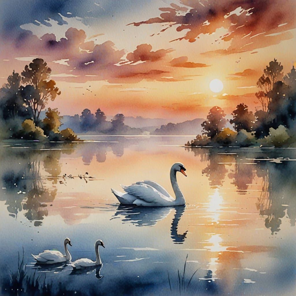 Ethereal Summer Sunset on a Tranquil Lake