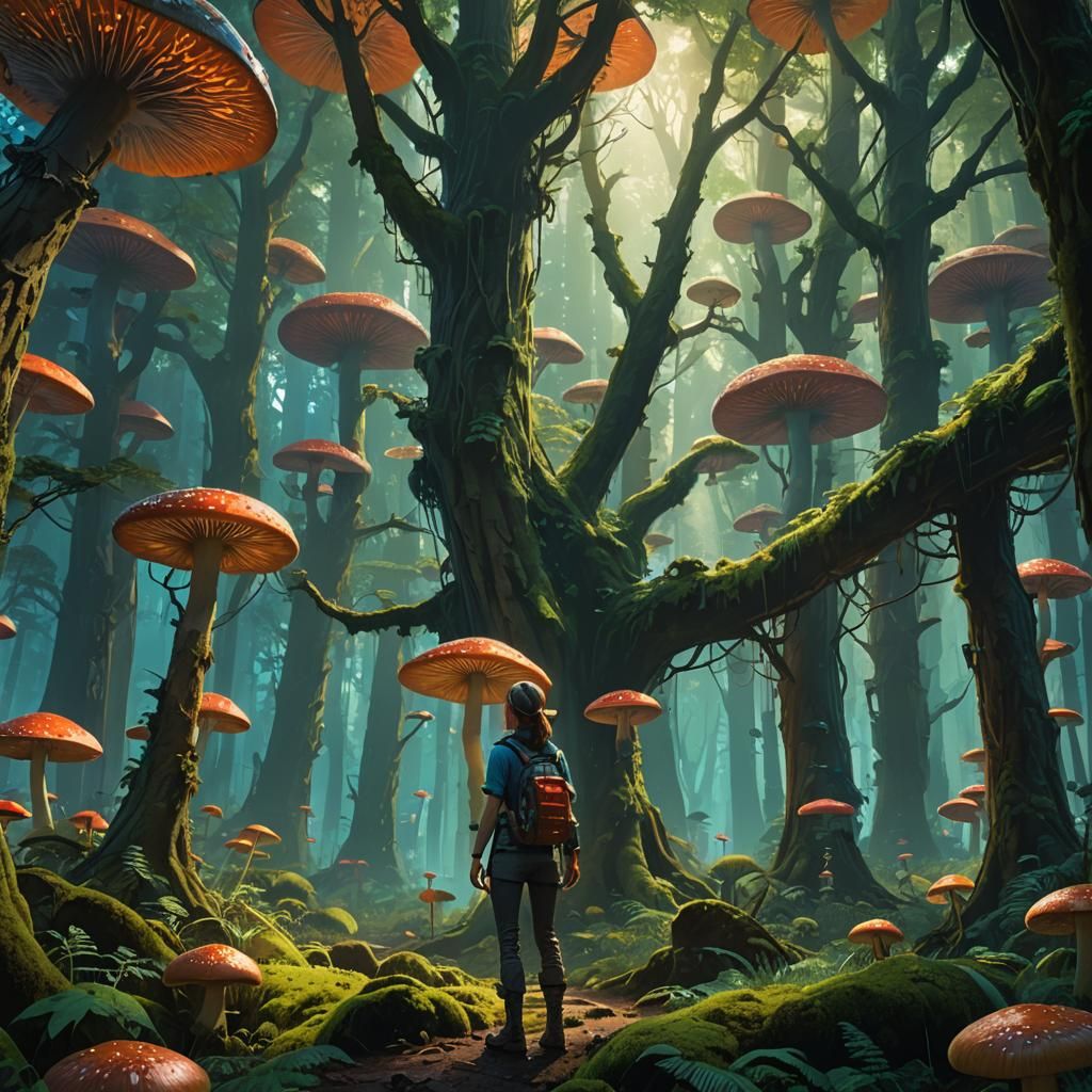 Whispering Mystical Forest in Vibrant Twilight