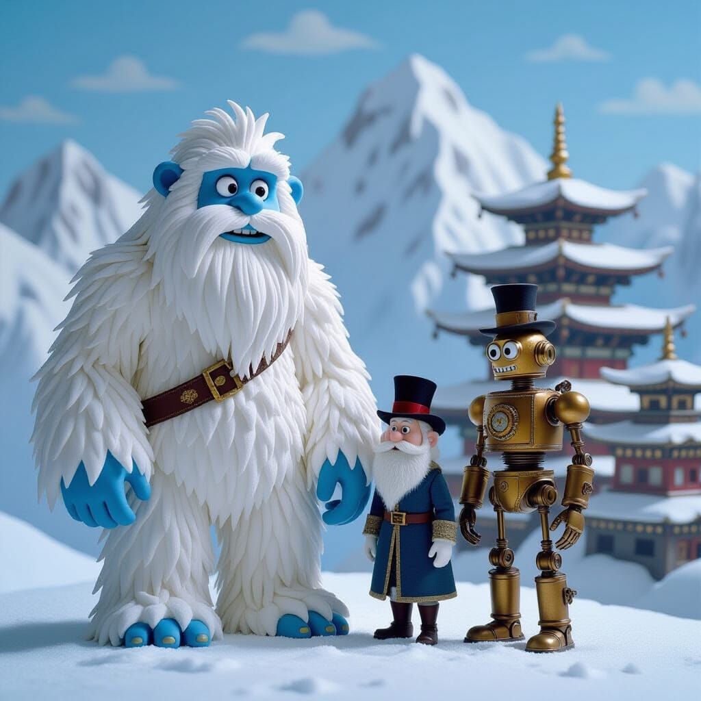 Yeti and Friends in Claymation Style