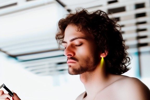 Mans Face Illuminated by Zippo Flame in Hyperdetailed Style