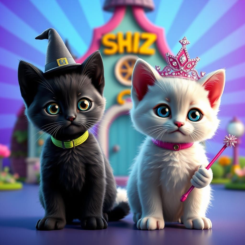 Whimsical Kittens in Enchanted Schoolyard