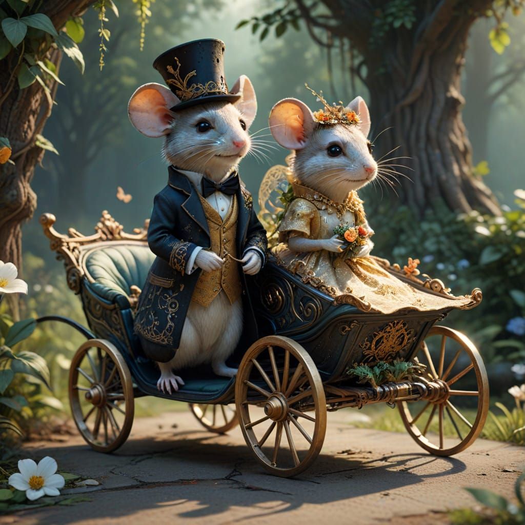Enchanted Mouse Wedding in Whimsical Golden Light