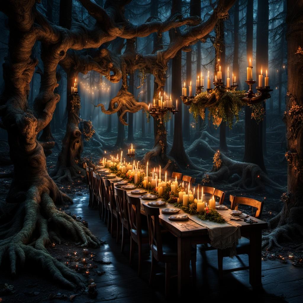 Whimsical Forest Gathering in a Magical Dining Room