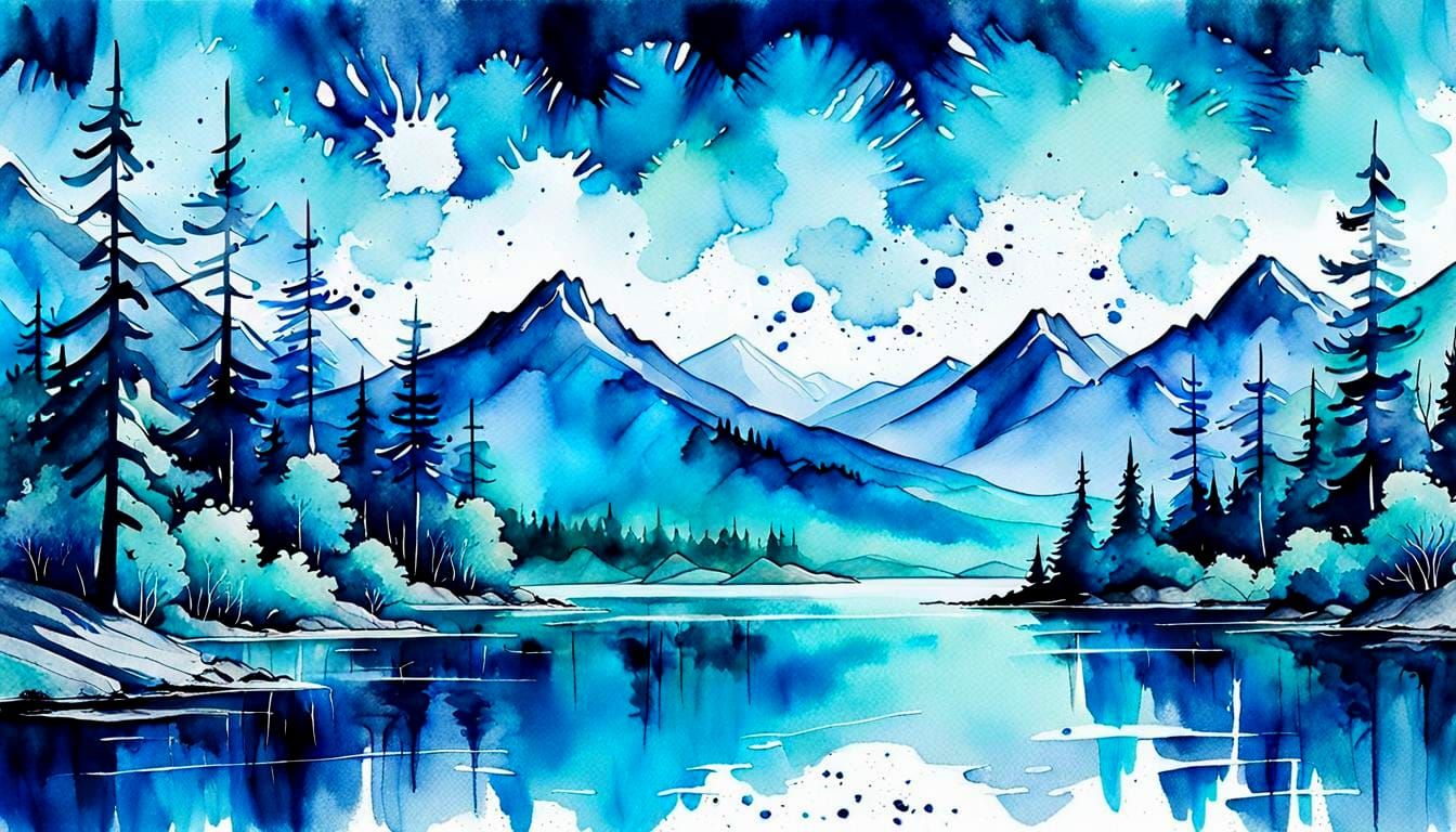 Vibrant Abstract Mountain Landscape with Expressive Brushstr...