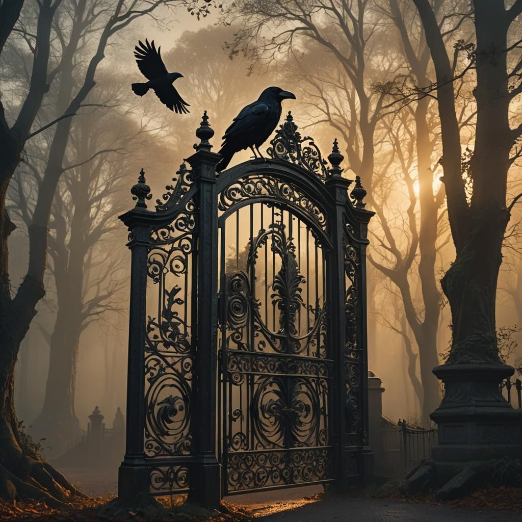 Mysterious Iron Gate in Chiaroscuro Style