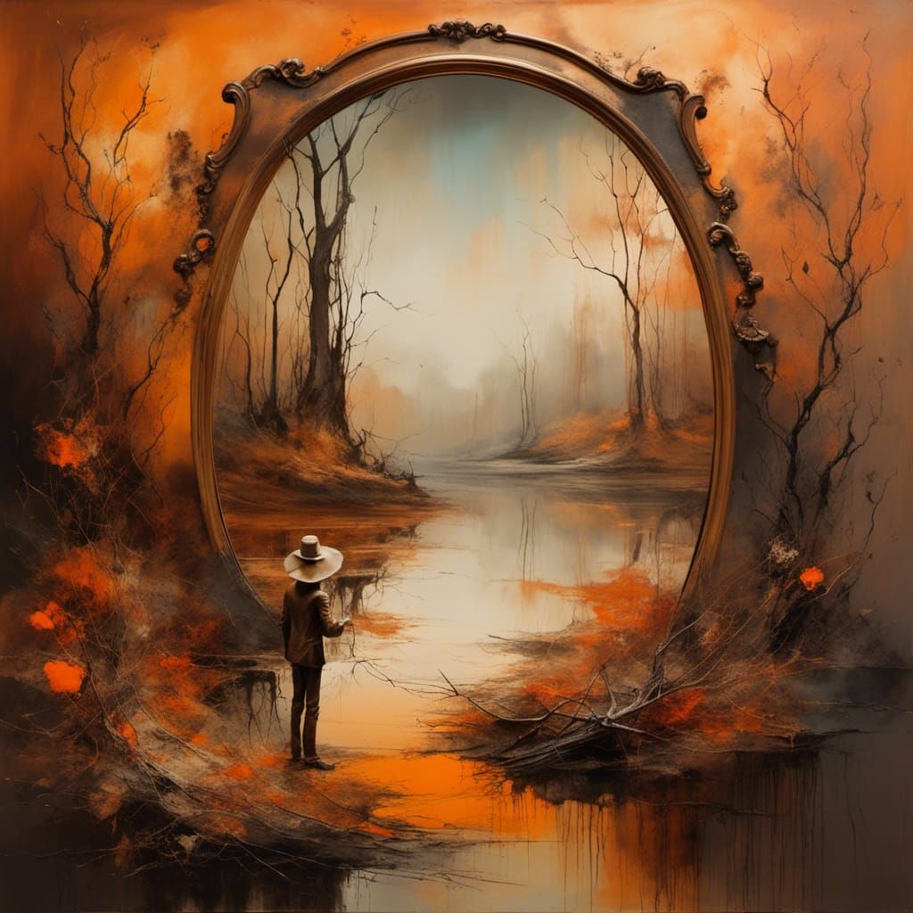 Surrealist Landscape with Dreamy Atmosphere and Earthy Tones