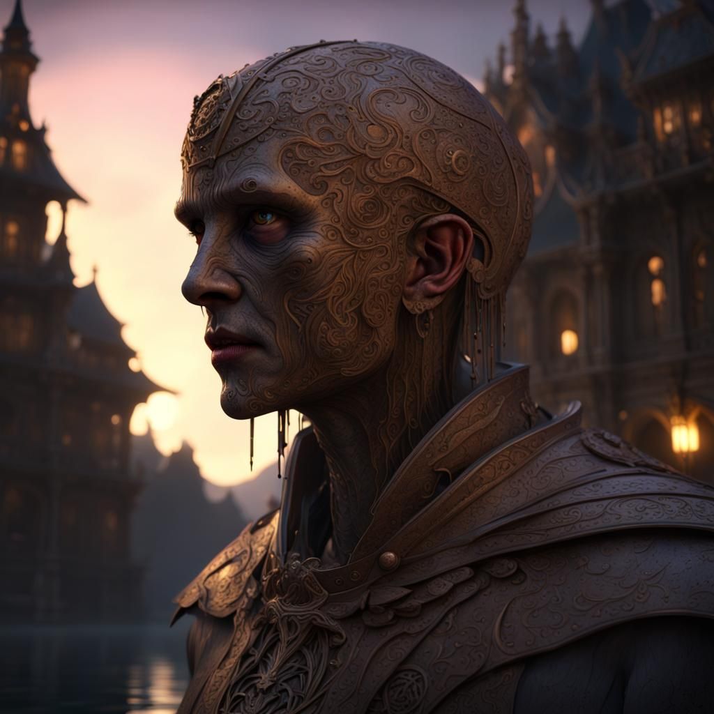 Dark Fantasy Masterpiece: Humanoid with Cardboard Head in So...