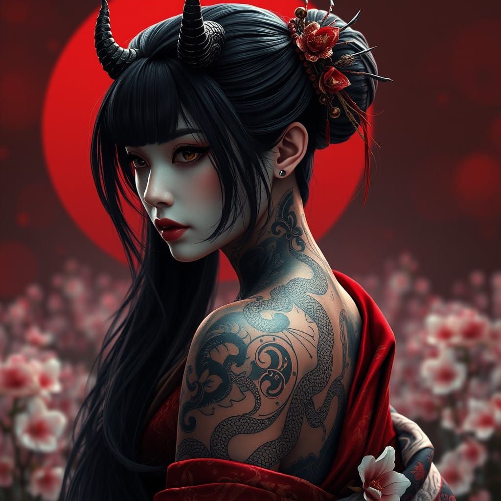 Hyperrealistic Geisha Unveils Shadowy Mystique