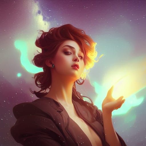 Surreal Galactic Portrait in Triadic Colors