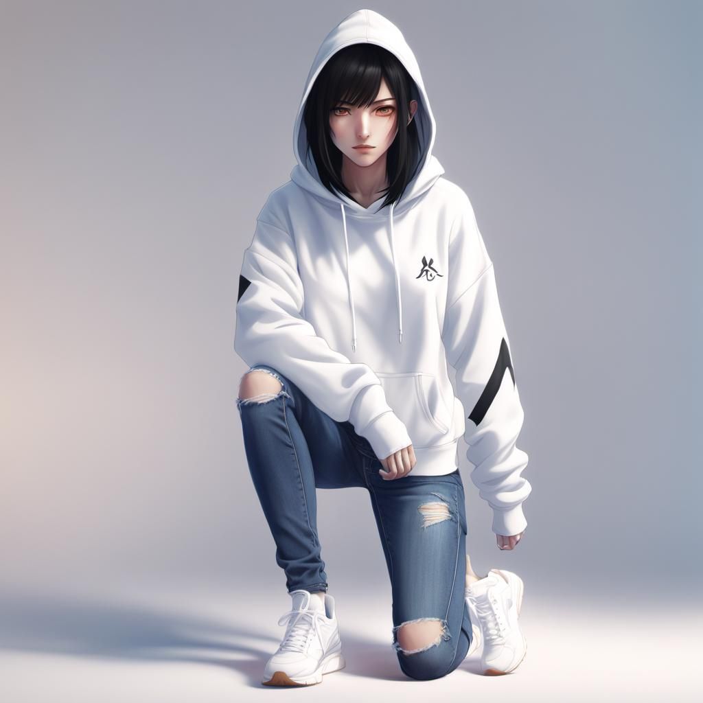 Girl in Minimalist Streetwear in 3D Anime Art Style