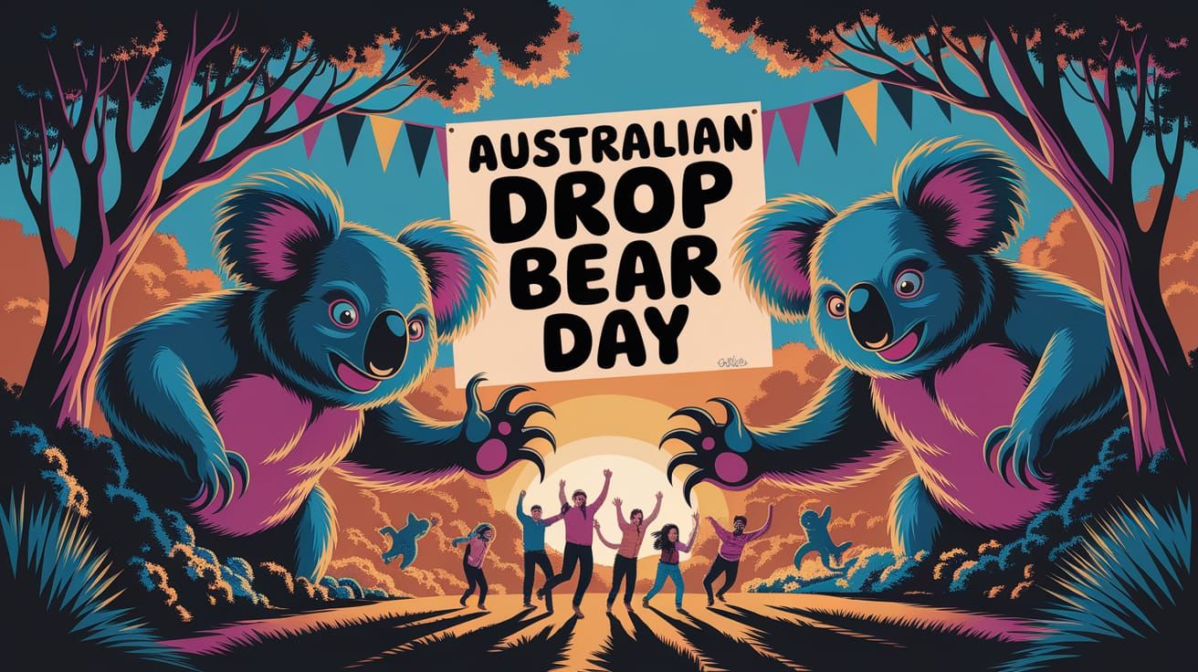 Drop Bear Day Celebration: Australian Bushland Chaos