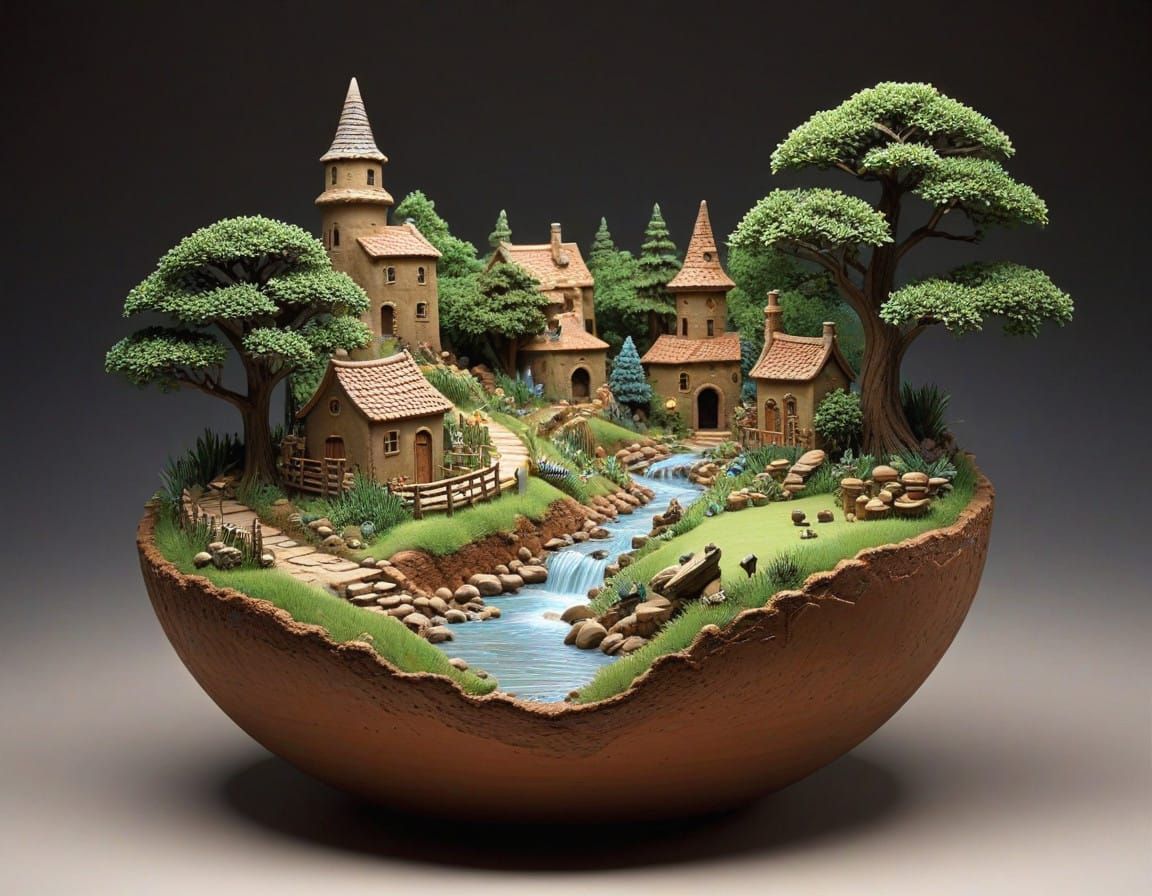 Surreal Clay Landscape Artwork