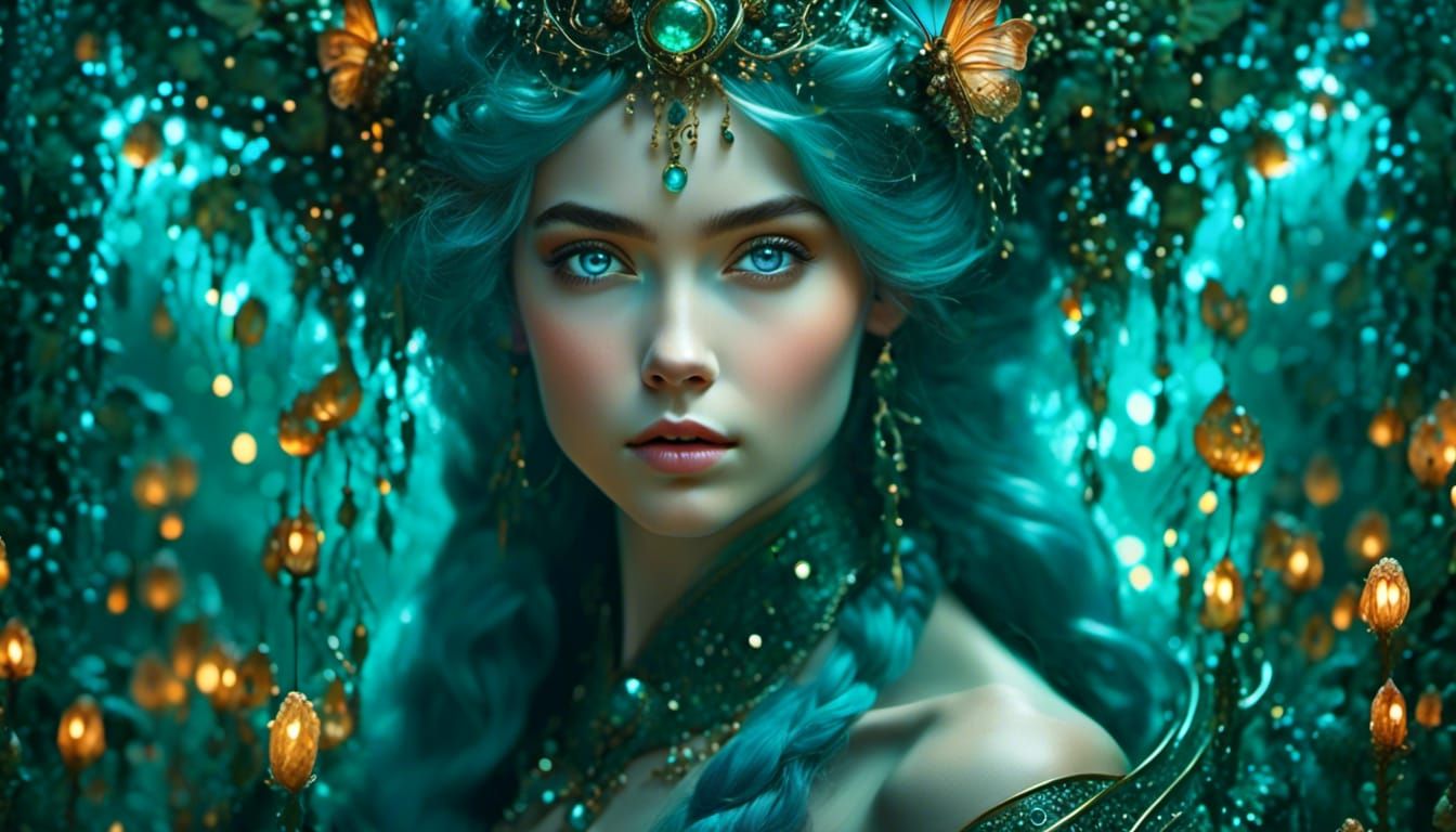 Mystical Empress Radiates with Teal Glow