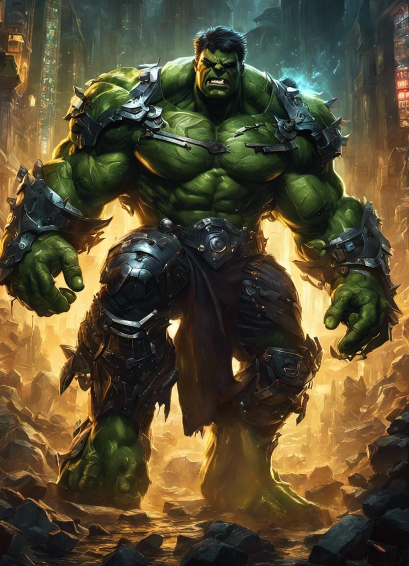 Cyberpunk Hulk Paladin in Epic Armor