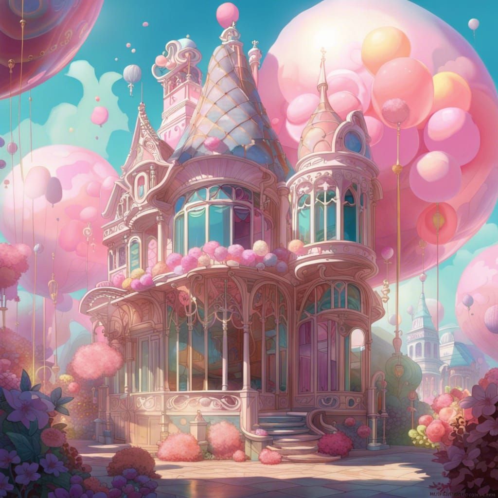 Whimsical Candy Land Palace in Art Nouveau Style