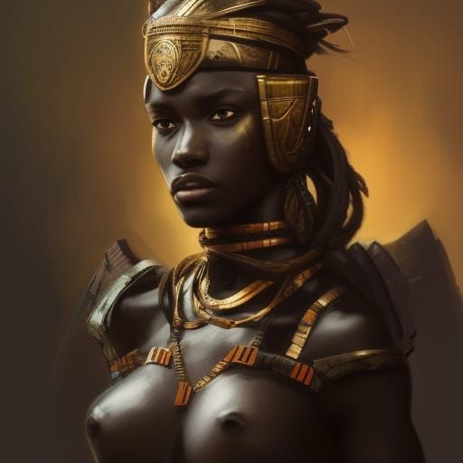 Vibrant African Warrior in Triadic Armor