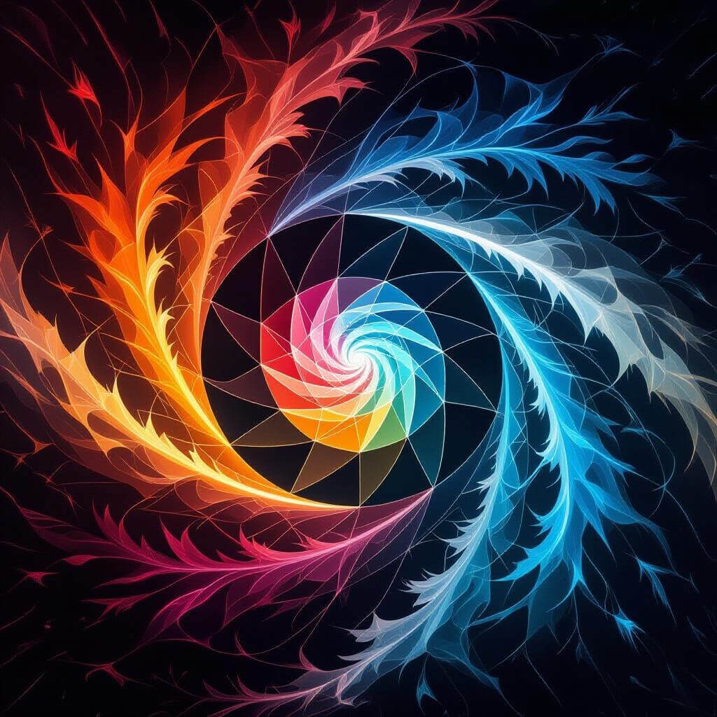 Abstract Vortex of Creative Energy and Art History Shapes