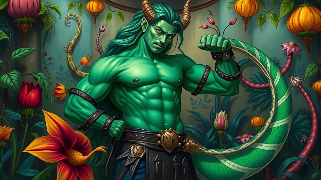 Green Gorgon in a Garden of Earthly Delights