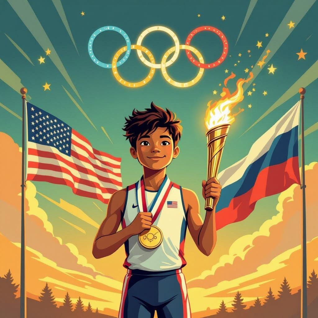 Olympic Champion in Retro Futuristic Style