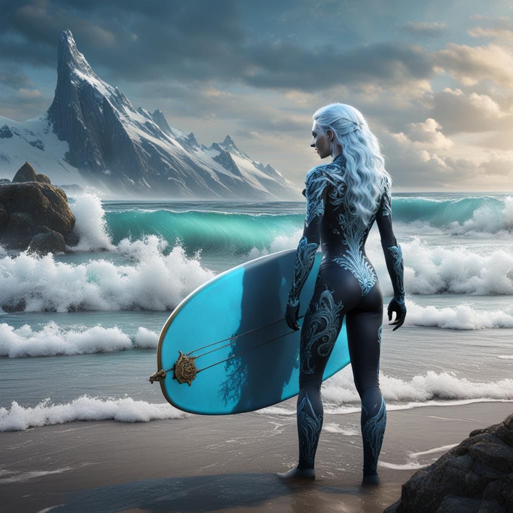 Surreal Beach Frosty Winter Wonderland Under Frosty Waves