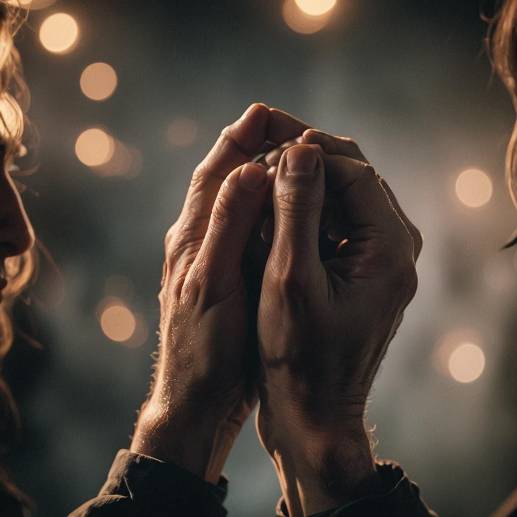 Tightly Grasped Hands in a Desperate Moment